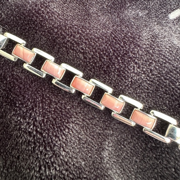 Pink opal and sterling silver bracelet - Picture 8 of 14